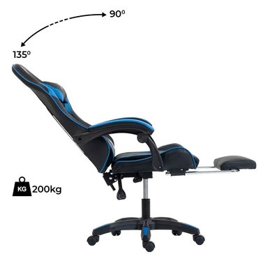 SILLA GAMER LYZOR CON POSAPIÉS SGBLUTWN135A AZUL Y NEGRO - 6