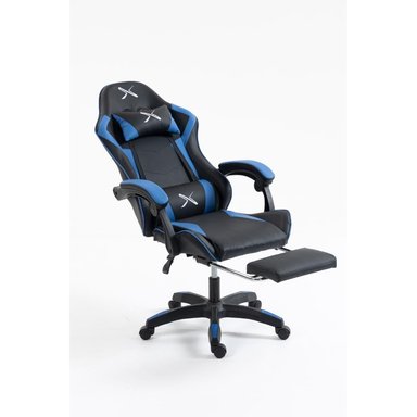 SILLA GAMER LYZOR CON POSAPIÉS SGBLUTWN135A AZUL Y NEGRO - 9