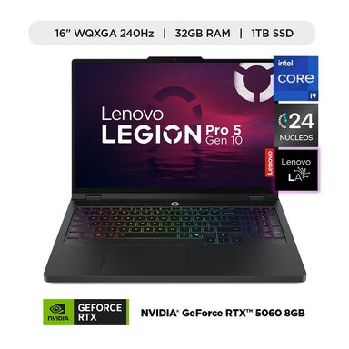 LAPTOP GAMER LENOVO LEGION PRO 5I INTEL CORE I9-14900HX 32GB 1TB SSD RTX 5060 8GB - 1