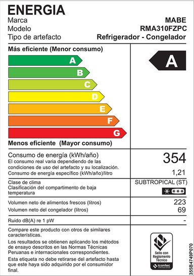 REFRIGERADORA MABE 292LT NO FROST RMA310FZPC - 7