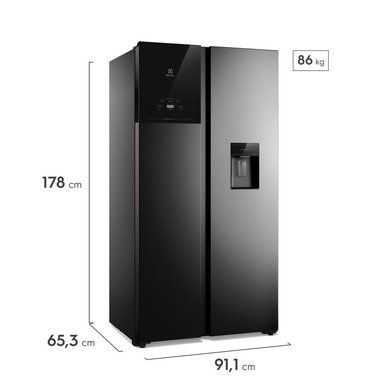 REFRIGERADORA ELECTROLUX 522L SBS NEGRO - 3