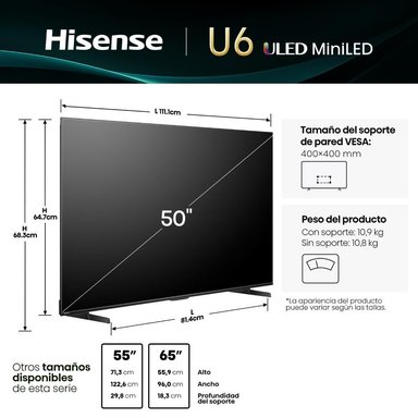 TV HISENSE 50' MINILED 4K SMART TV 50U6QV - 4