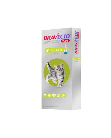 ANTIPULGAS GATO BRAVECTO PIPETA 1.2 A 2.8 KG 1 PLUS