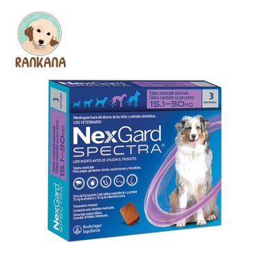 ANTIPULGAS PERRO NEXGARD TABLETA 15.1 A 30 KG 3 SPECTRA