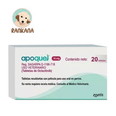 APOQUEL DE 16 MG X 20 TABLETAS - MODULADOR DEL SISTEMA INMUNE, INDICADO PARA PERROS CON DERMATITIS ATÓPICA