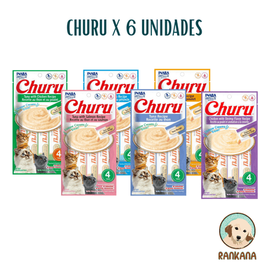 SNACKS GATOS CHURU SABORES VARIADOS SACHETS X 4 / 6 UNIDADES