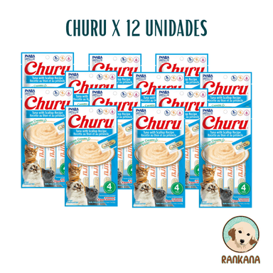 SNACKS GATOS CHURU SABOR ATUN Y VIEIRAS SACHETS X 4 / 12 UNIDADES