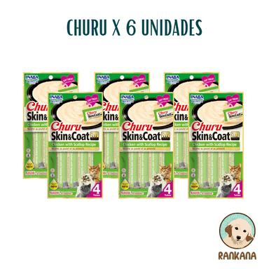 SNACKS GATOS CHURU SABOR POLLO Y VIEIRAS SACHETS SYC X 4 / 6 UNIDADES