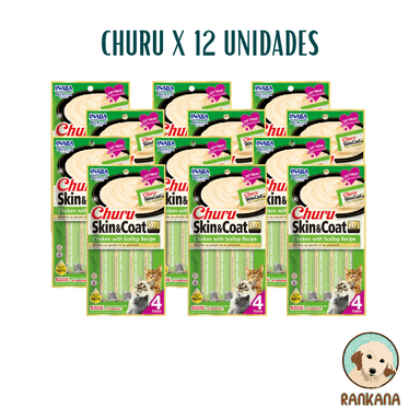 SNACKS GATOS CHURU SABOR POLLO Y VIEIRAS SACHETS SYC X 4 / 12 UNIDADES