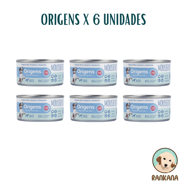 COMIDA PERROS ORIGENS SABOR RES, CAMARON Y ZANAHORIA MOUSSE X 85 GR / 6 UNIDADES