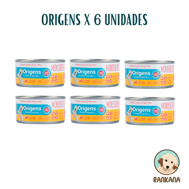 COMIDA PERROS CACHORROS ORIGENS SABOR CERDO, ARVEJA Y PIÑA MOUSSE X 85 GR / 6 UNIDADES