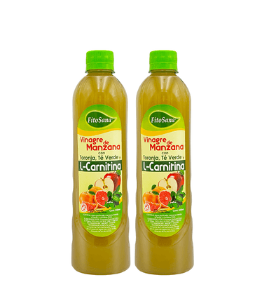 PACK 2 	VINAGRE DE SIDRA DE MANZANA CON L-CARNITINA TE VERDE Y TORONJA FITOSANA - VINAGRE 550ML