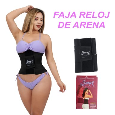 FAJA RELOJ DE ARENA MUJER SEXY SBELT NEGRO 5 VARILLAS REDUCE MEDIDAS