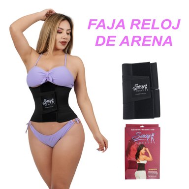 FAJA RELOJ DE ARENA MUJER SEXY SBELT NEGRO 5 VARILLAS REDUCE MEDIDAS - 1