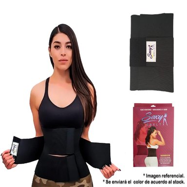 FAJA MUJER SEXY SBELT NEGRO 3 VELCROS MOLDEADORA DE CINTURA