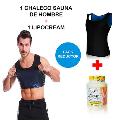 PACK CHALECO MOLDEADOR DE SAUNA PARA HOMBRE MÁS 1 LIPOCREAM