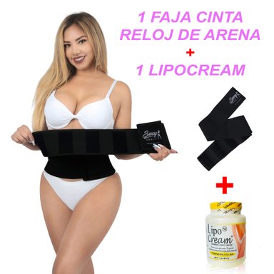 FAJA CINTA MUJER SEXY SBELT NEGRO MOLDEADORA RELOJ DE ARENA + 1 LIPOCREAM