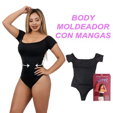 FAJA MUJER SEXY SBELT NEGRO BODY MOLDEADOR DE ALTA COMPRESIÓN CON MANGAS