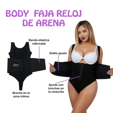 FAJA BODY MUJER SEXY SBELT NEGRO RELOJ DE ARENA REDUCE MEDIDAS + 1 LIPOCREAM - 2