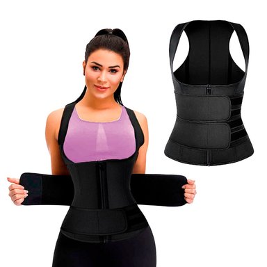 CHALECO FAJA MOLDEADOR CON DOBLE CINTURÓN NEOPRENO PARA MUJER