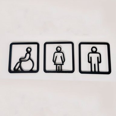 LETRERO DE BAÑO LINEAS NEGRAS DE HOMBRE DAMA Y DISCAPACITADO