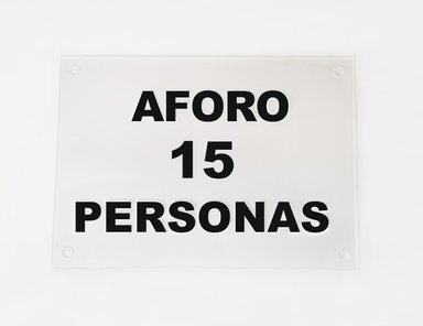 LETRERO DE AFORO EN ACRÍLICO LETRAS NEGRAS CON ELEVADORES