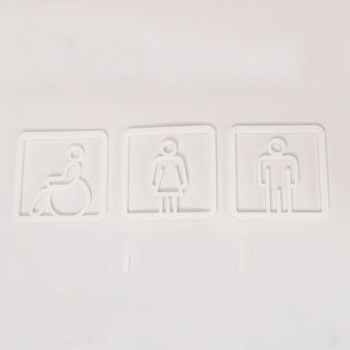 LETRERO DE BAÑO LINEAS BLANCAS DE HOMBRE DAMA Y DISCAPACITADO