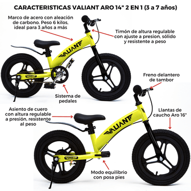 BICICLETA DE EQUILIBRIO ARO 14 3 EN 1 (3 A 7 AÑOS) AMARILLA - 4
