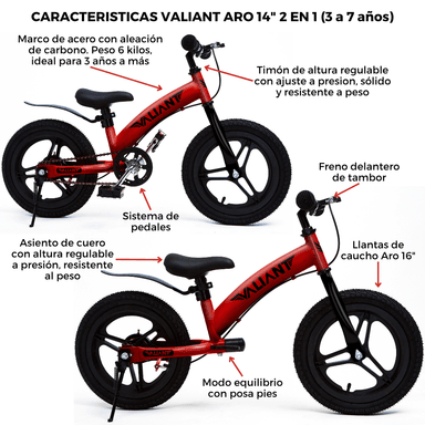 BICICLETA DE EQUILIBRIO ARO 14 3 EN 1 (3 A 7 AÑOS) ROJA - 4