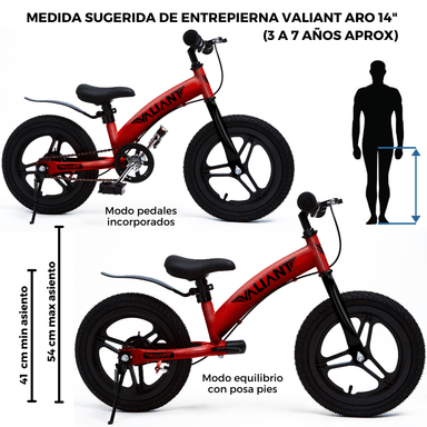 BICICLETA DE EQUILIBRIO ARO 14 3 EN 1 (3 A 7 AÑOS) ROJA - 5