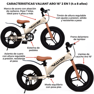 BICICLETA DE EQUILIBRIO ARO 16 3 EN 1 (4 A 8 AÑOS) BEIGE - 4