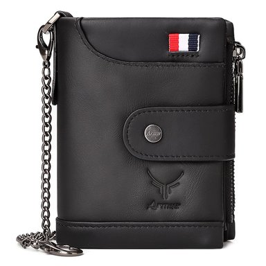 BILLETERA DE CUERO VACUNO CON RFID. HOMBRE AR003 NEGRO