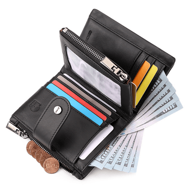 BILLETERA DE CUERO VACUNO CON RFID. HOMBRE AR003 NEGRO - 2