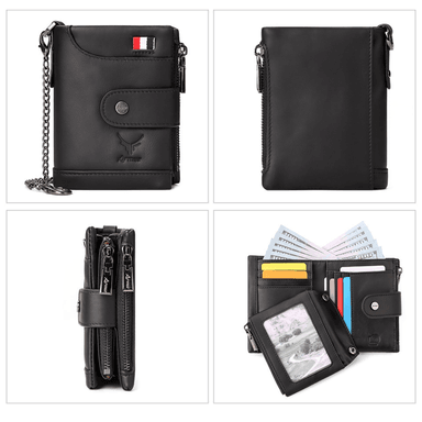 BILLETERA DE CUERO VACUNO CON RFID. HOMBRE AR003 NEGRO - 6