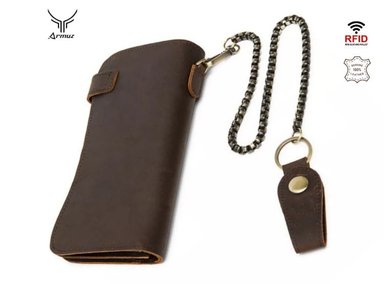 BILLETERA ARMUZ CUERO CAFÉ CON PROTECCIÓN RFID HOMBRE 8810 - 3