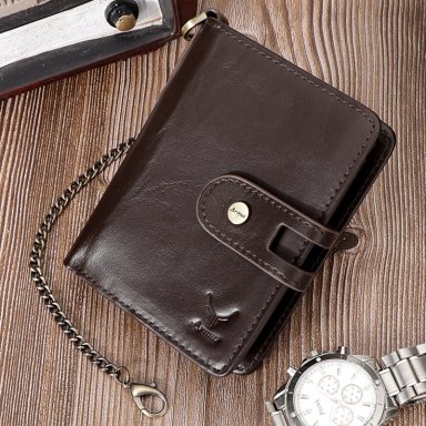 BILLETERA DE CUERO VACUNO DE ALTA GAMA BP811M DE DISEÑO MODERNO CON CADENA