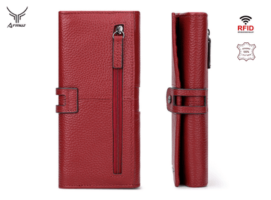 BILLETERA ARMUZ BP805 CUERO ROJO VACUNO TIPO SOBRE CON PROTECCIÓN RFID MUJER - 6