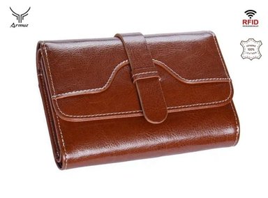 BILLETERA DE CUERO VACUNO CON PROTECCIÓN RFID. MUJER WALX03