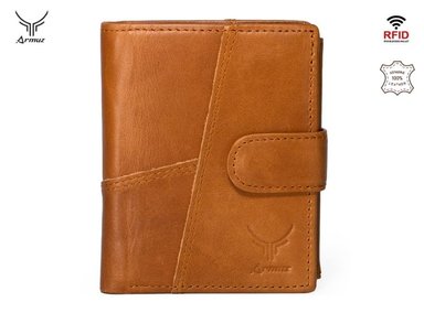 BILLETERA ARMUZ KA0061 CUERO CAMEL VACUNO CON PROTECCIÓN RFID COD