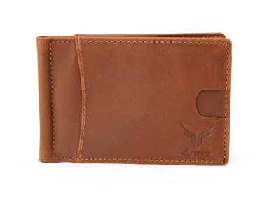 BILLETERA ARMUZ BP821N CUERO MARRÓN TARJETERO C/CLIP PARA BILLETES