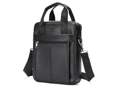 MORRAL DE CUERO VACUNO 8577 NEGRO. PARA LAPTOP DE 13'