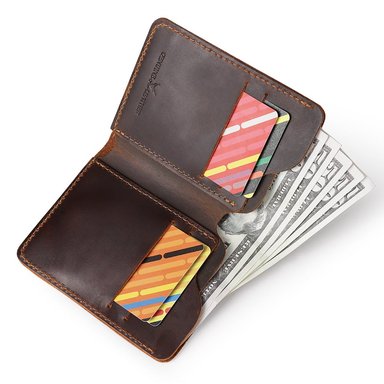 BILLETERA ARMUZ CUERO CAFÉ BP795 ESTILO VINTAGE - 3