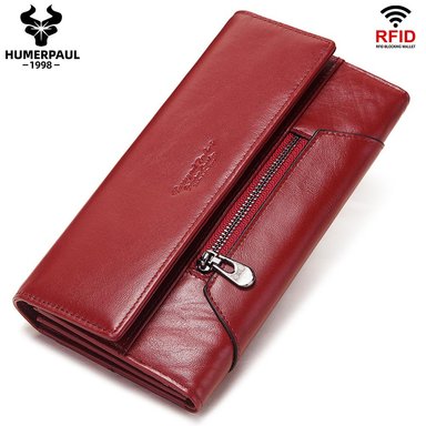 BILLETERA BP931 CUERO ROJO CON RFID DAMA