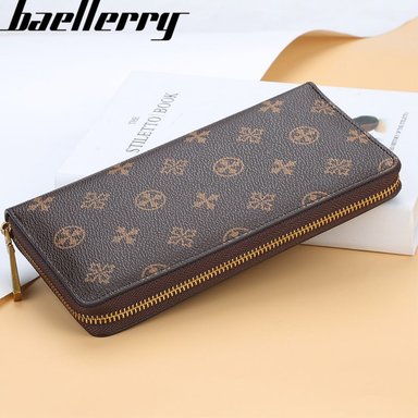BILLETERA BAELLERRY N5566 CUERO VEGANO MARRÓN TIPO EJECUTIVA DAMA
