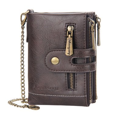 BILLETERA DE CUERO VEGANO D3226 CON CADENA REMOVIBLE, TIPO JEEP