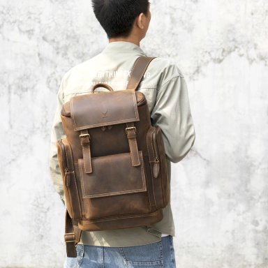 MOCHILA DE CUERO VACUNO DE ALTA GAMA ORIOL 7583 (LAPTOP 15')