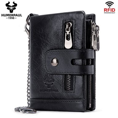 BILLETERA DE CUERO VACUNO DISEÑO MODERNO CON CADENA Y RFID HUMERPAUL BP829 - 6