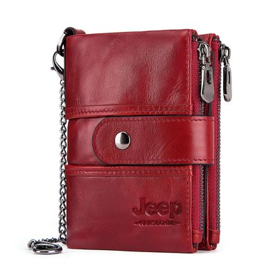 BILLETERA DE CUERO VACUNO J-KAVIS BP804 ROJO CON RFID