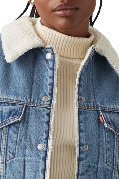 CASACA MUJER 90S SHERPA TRUCKER CELESTE LEVIS A4435-0011 - 3