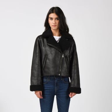 CASACA MUJER SHERPA SHORT MOTO NEGRO LEVIS 59544-0716 - 1